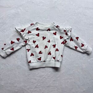 Jessica Simpson‎ Baby Girls White Heart Ruffle Sleeve Sweatshirt 18 Months